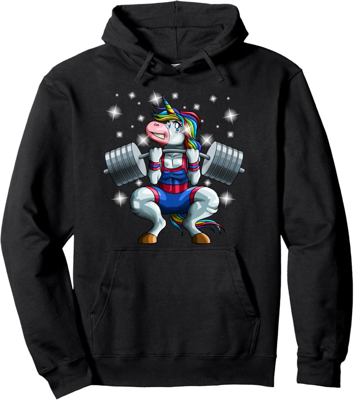 Unicorn Weightlifting Barbel Cute Deadlift Fitness Gym Pullover Hoodie
