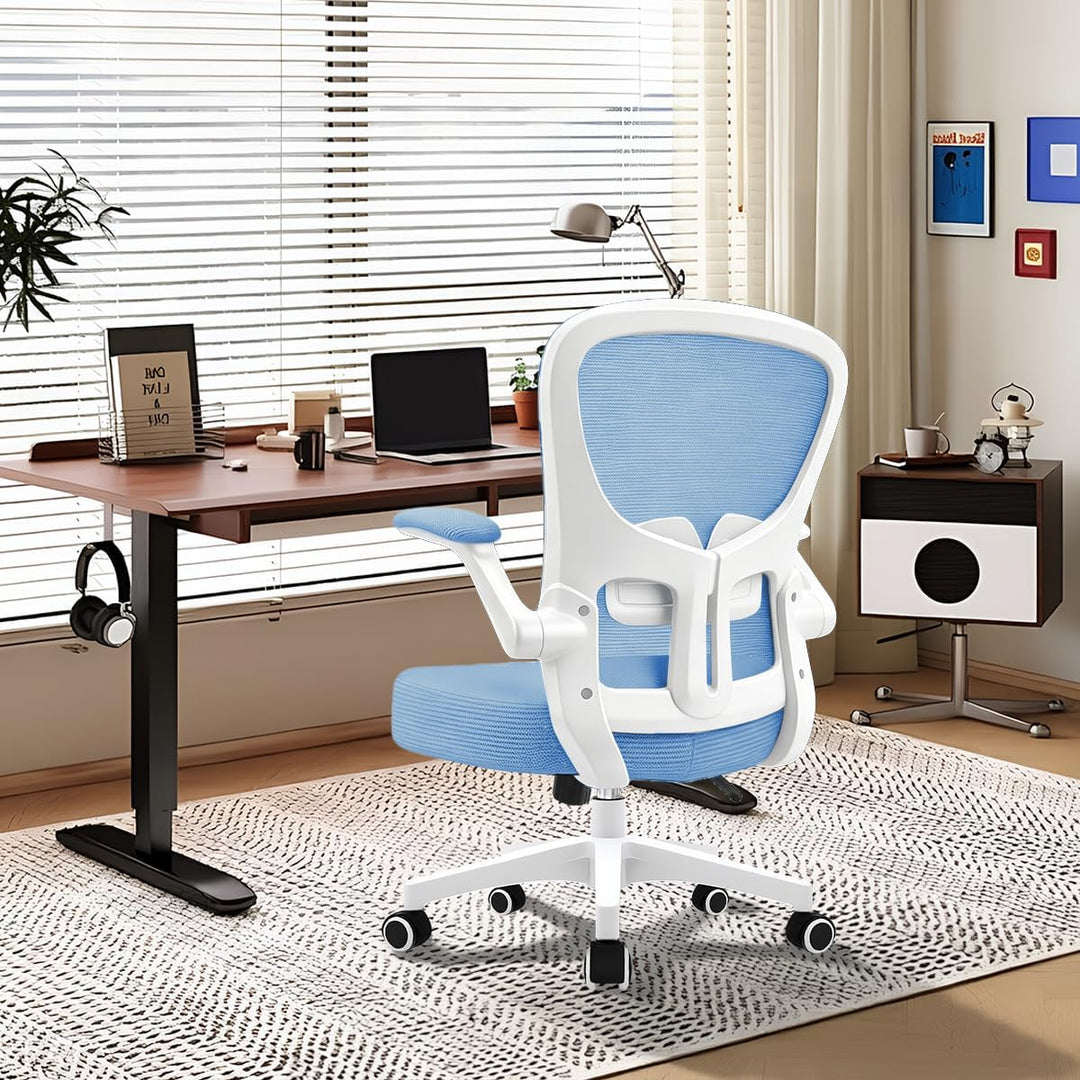 Durrafy Ergonomischer Bürostuhl Schreibtischstuhl mit Hochklappbaren Armlehnen,Verstellbarer Lendenw