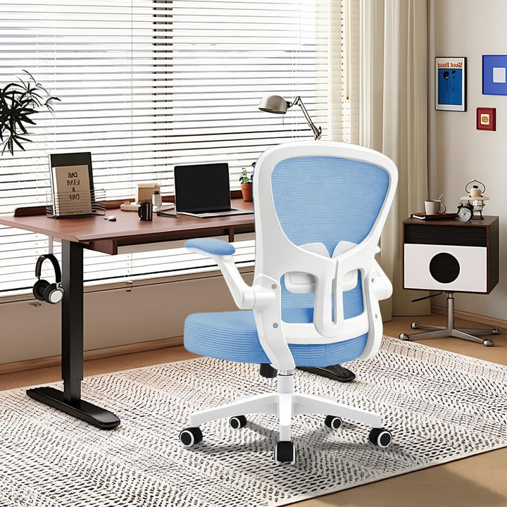 Durrafy Ergonomischer Bürostuhl Schreibtischstuhl mit Hochklappbaren Armlehnen,Verstellbarer Lendenw