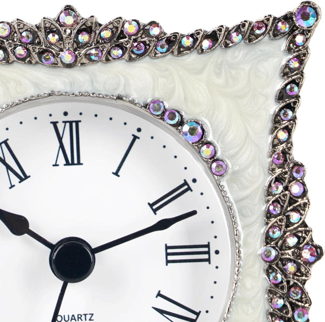 NIKKY HOME Elegante und niedliche Quarzuhr aus Zinn, analog, mit Kristall-Rosy-Strasssteinen, 8,8 cm