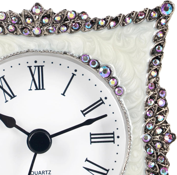 NIKKY HOME Elegante und niedliche Quarzuhr aus Zinn, analog, mit Kristall-Rosy-Strasssteinen, 8,8 cm