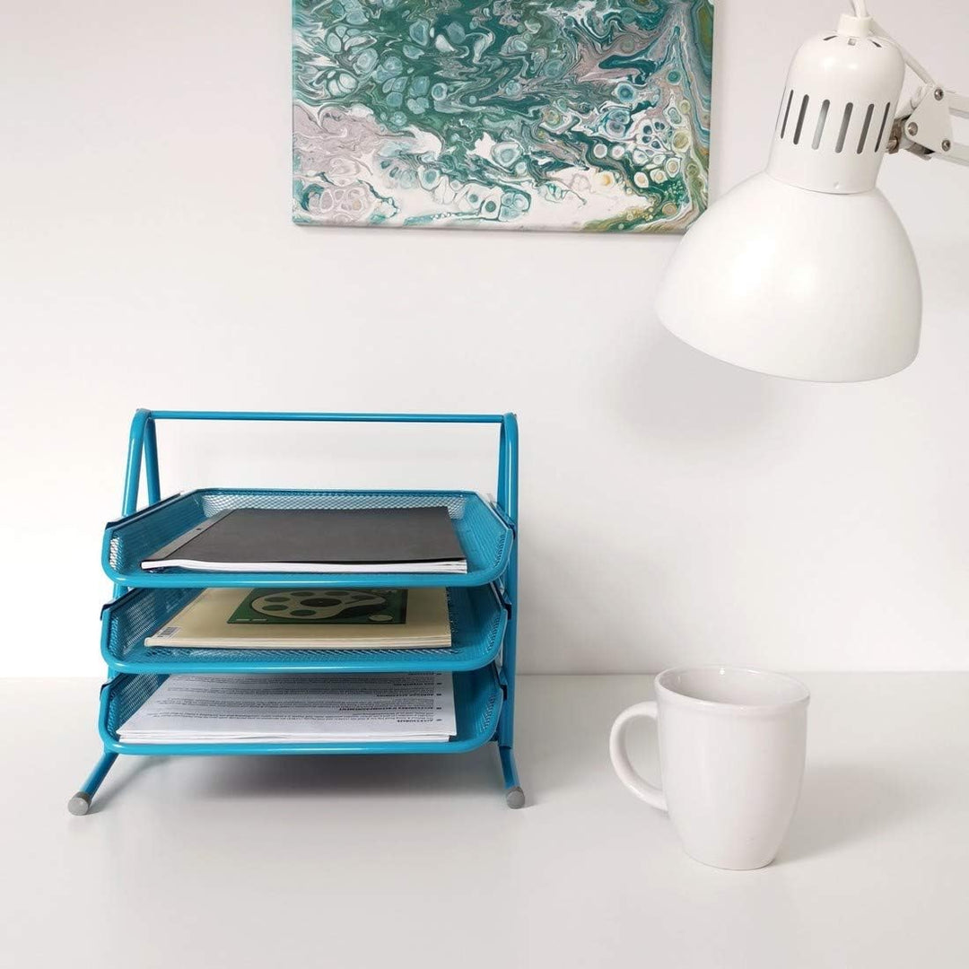 Leviatan Metall Ablage Ablagefächer | Büro Organizer Schreibtisch | Schubladen für Dokumente | 3 Sch