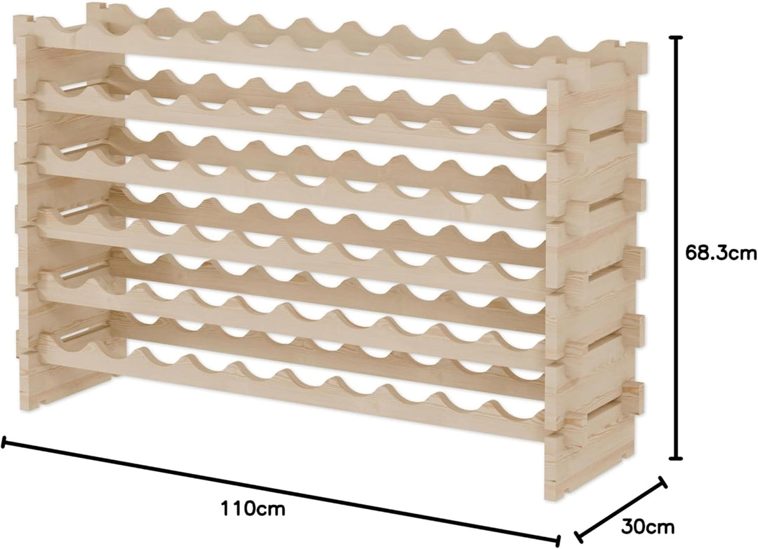 Lenmar RW-STK Weinregal aus Holz, 48-60 Flaschen Kapazität, 6 Ebenen, Farbe Beige, ideal für den Kel
