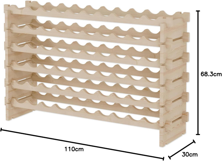 Lenmar RW-STK Weinregal aus Holz, 48-60 Flaschen Kapazität, 6 Ebenen, Farbe Beige, ideal für den Kel