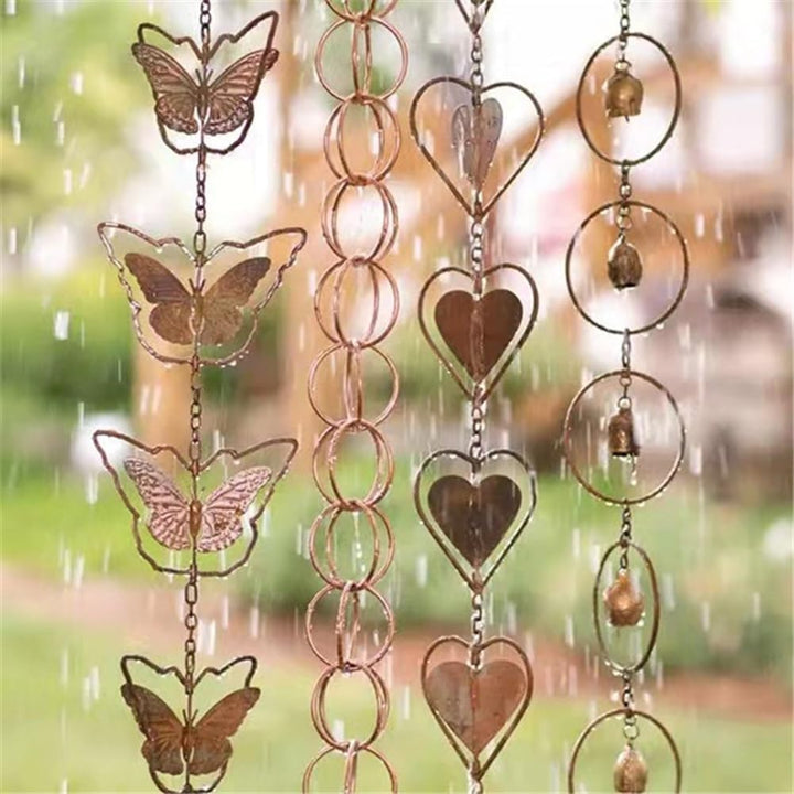 Hopbucan Stahlblatt-Regenkette, Gartengeschenk für Mama, Dachrinnen, RegenfäNger für Fallrohr mit Ad