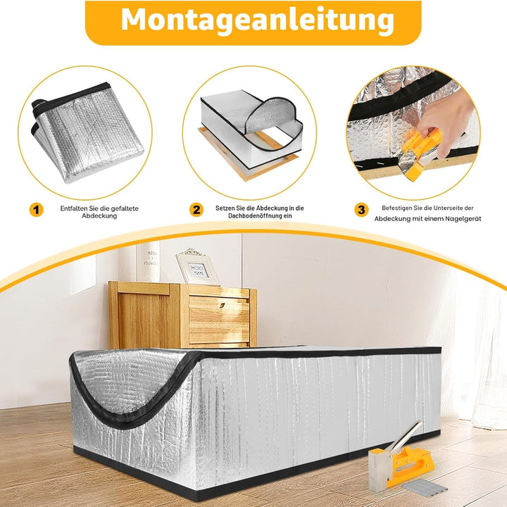 Dachbodentreppen Isolierung Abdeckung 137 x 63 x 28 cm, Dachluke Leiter Dämmung Feuerfest mit Wasser