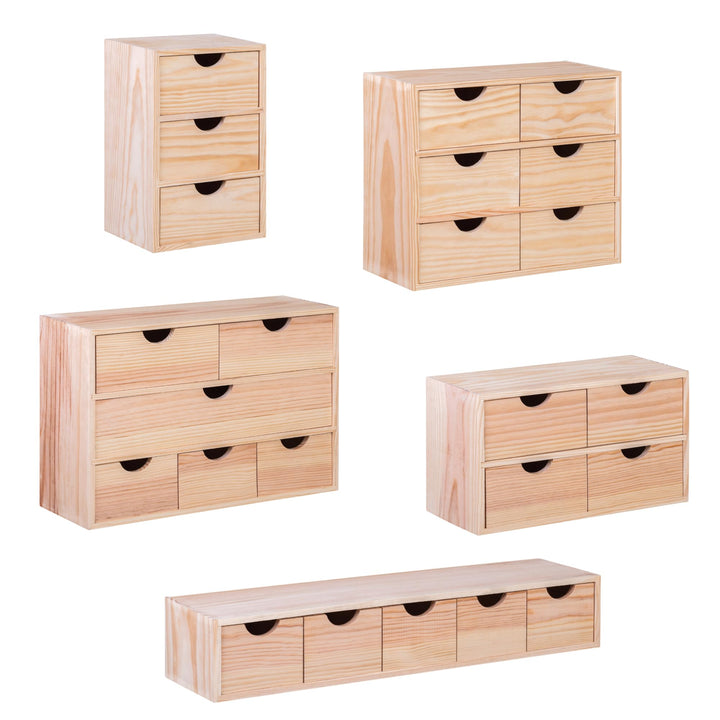 Schubladenbox "Mini Bloc" | Kiefer Massiv | Schubladenwürfel | Organizer aus Vollholz | Korpus Kiefe