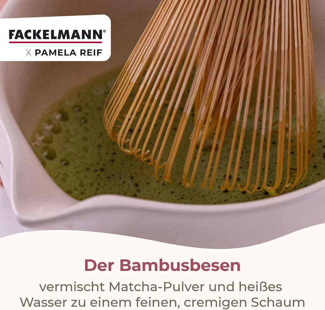 Fackelmann x Pamela Reif Matcha Tee Set aus Keramik &amp; Bambus