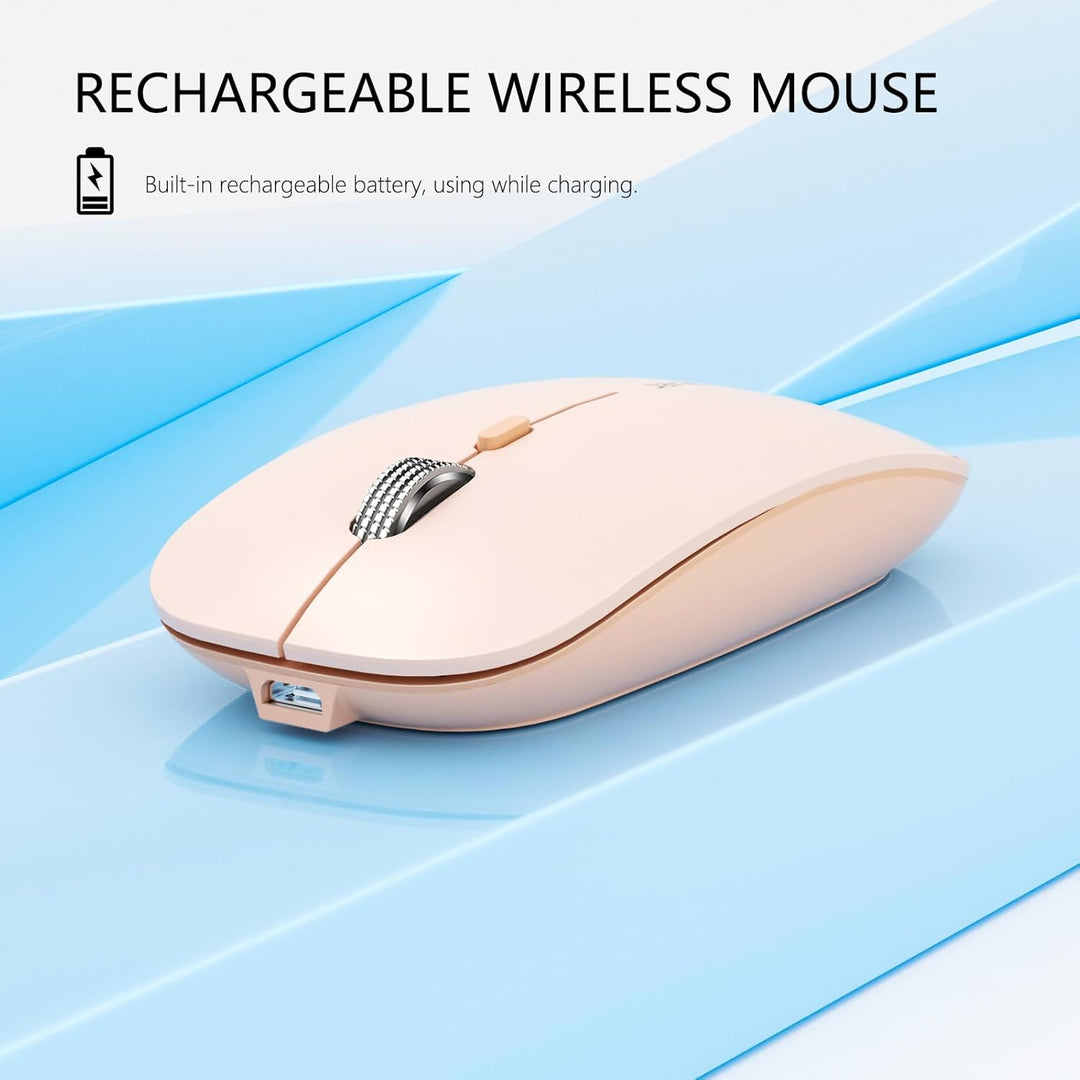 Uiosmuph Q5 Kabellos Maus, Wiederaufladbar Funkmaus 2.4G Leise Funkmaus Ultra Dünn Wireless Computer