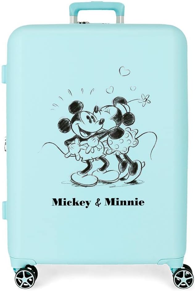 Disney Mickey & Minnie Kisses Mittelgrosser türkisfarbener Koffer, 48 x 70 x 26 cm, starres ABS, int