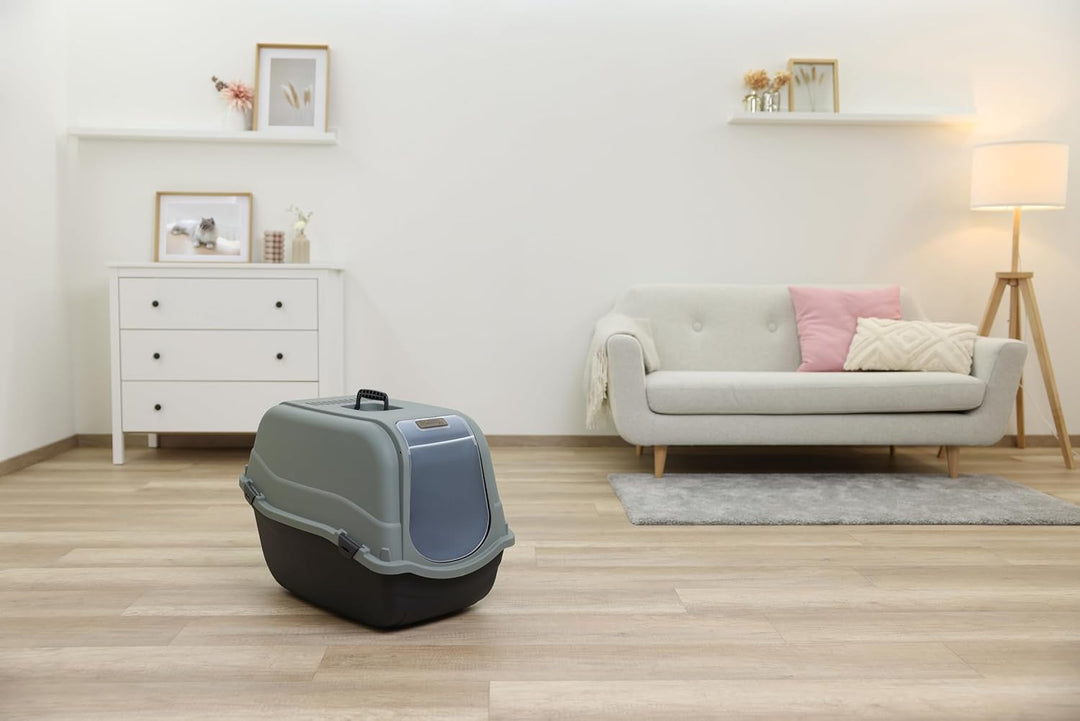 Kerbl Pet Katzentoilette Emma Eco, Katzenklo, schwarz/grüngrau, 65x44x46cm, aus 100% recycelten Kuns