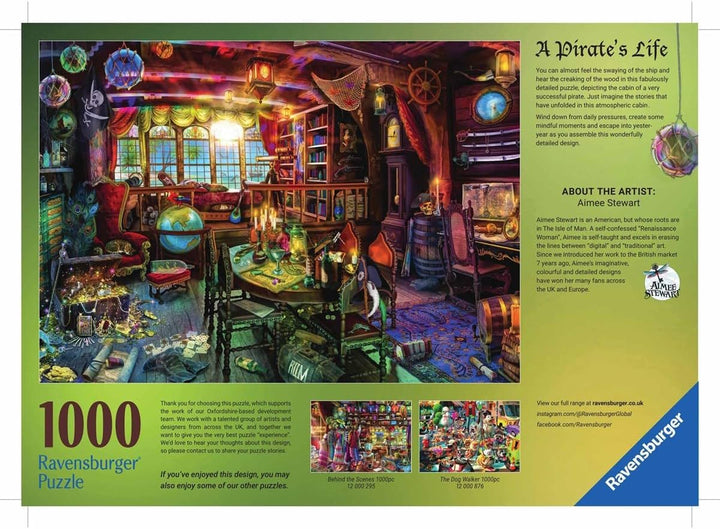 Ravensburger Aimee Stewart Puzzle, A Pirate's Life, 1000-tlg Puzzle für Erwachsene und Kinder ab 12
