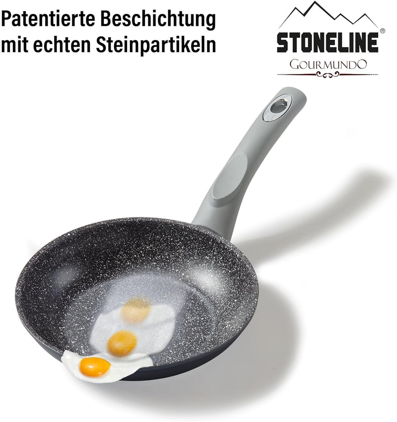 STONELINE Gourmundo Made in Germany Bratpfanne 20 cm, antihaft beschichtete Pfanne mit echten Steinp