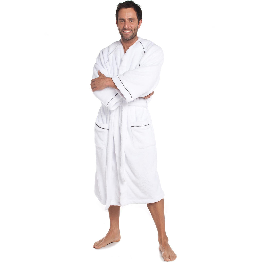 CelinaTex WellSoft Bademantel Kimono Damen Herren M weiss Mikrofaser Morgenmantel Coral-Fleece Sauna