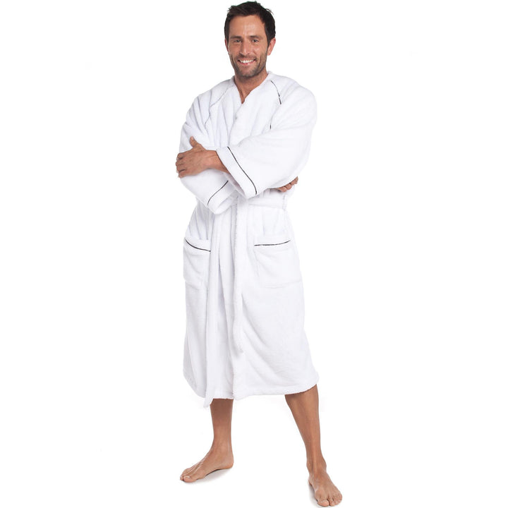 CelinaTex WellSoft Bademantel Kimono Damen Herren M weiss Mikrofaser Morgenmantel Coral-Fleece Sauna