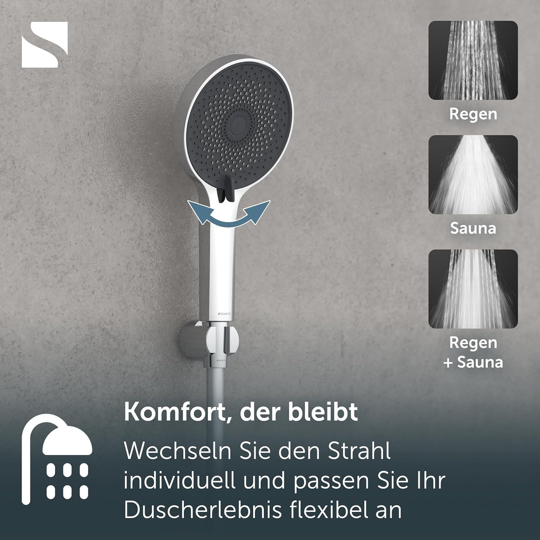 SCHÜTTE Handbrause SAMOA RAIN | Samtstrahl-Technologie | Duschkopf mit über 300 Düsen | 3 einstellba