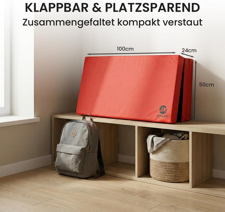 Jeflex - klappbare Weichbodenmatte & Turnmatte 150 x 100 x 8 cm MADE IN GERMANY/Gymnastikmatte tragb