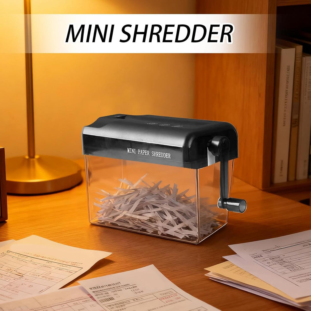 Manueller Aktenvernichter,Desktop Handkurbel Aktenvernichter Papier Schneidwerkzeug,Kompakte Bürozub