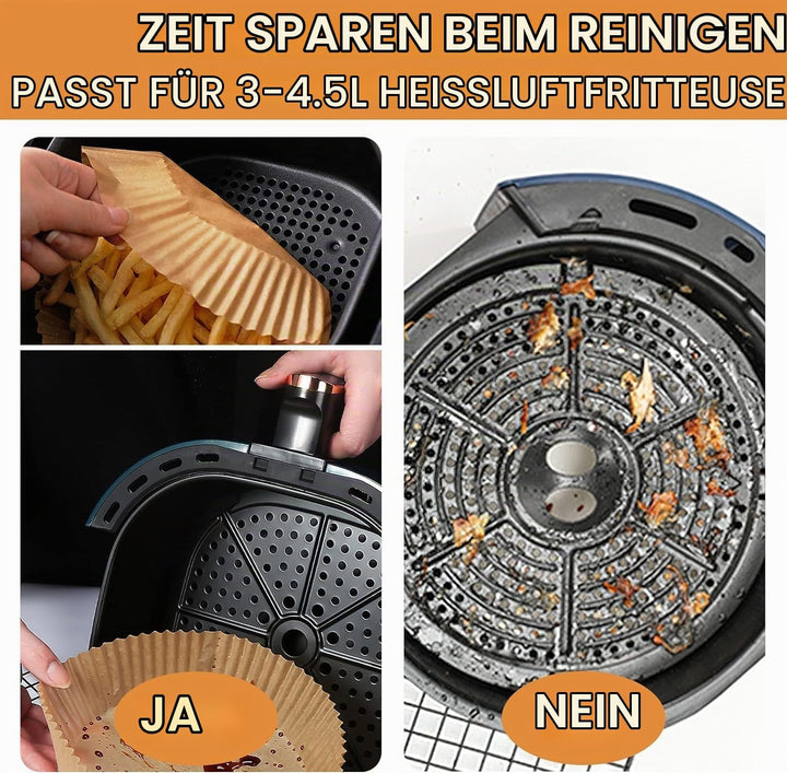 AiQInu Backpapier für Heissluftfritteuse, Airfryer Backpapier Rund 16cm 200 Stück BPA-frei Wasserdic