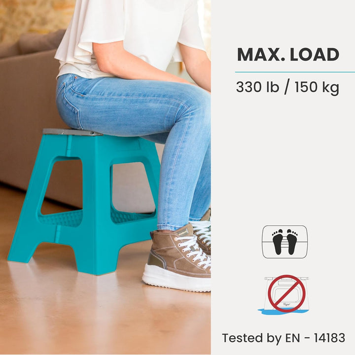 VIGAR Klapphocker - kompakte Ausführung - 40 cm hoch - belastbar bis 150 kg - 80% recycelter Kunstst