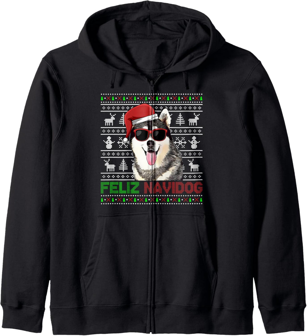 Sibirischer Husky Hund Feliz Navidog Lustige Weihnachten Kapuzenjacke