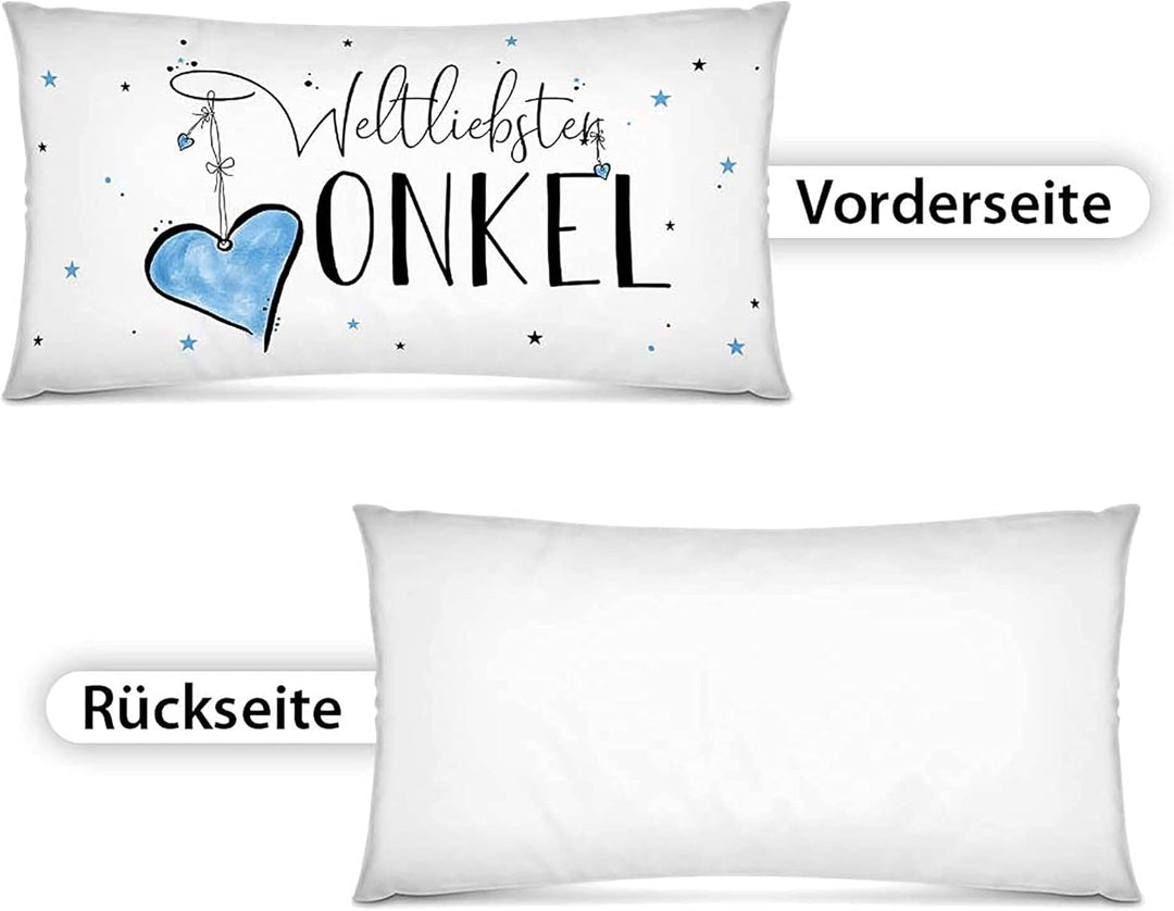 PR Print Royal XXL-Deko-Kissen mit Füllung - Weltliebster Onkel - Geschenk für den besten Onkel, Geb