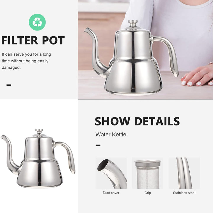 HEMOTON Kaffeetasse Edelstahl Teekanne mit Siebeinsatz Teekessel Wasserkocher Wasserkessel Induktion