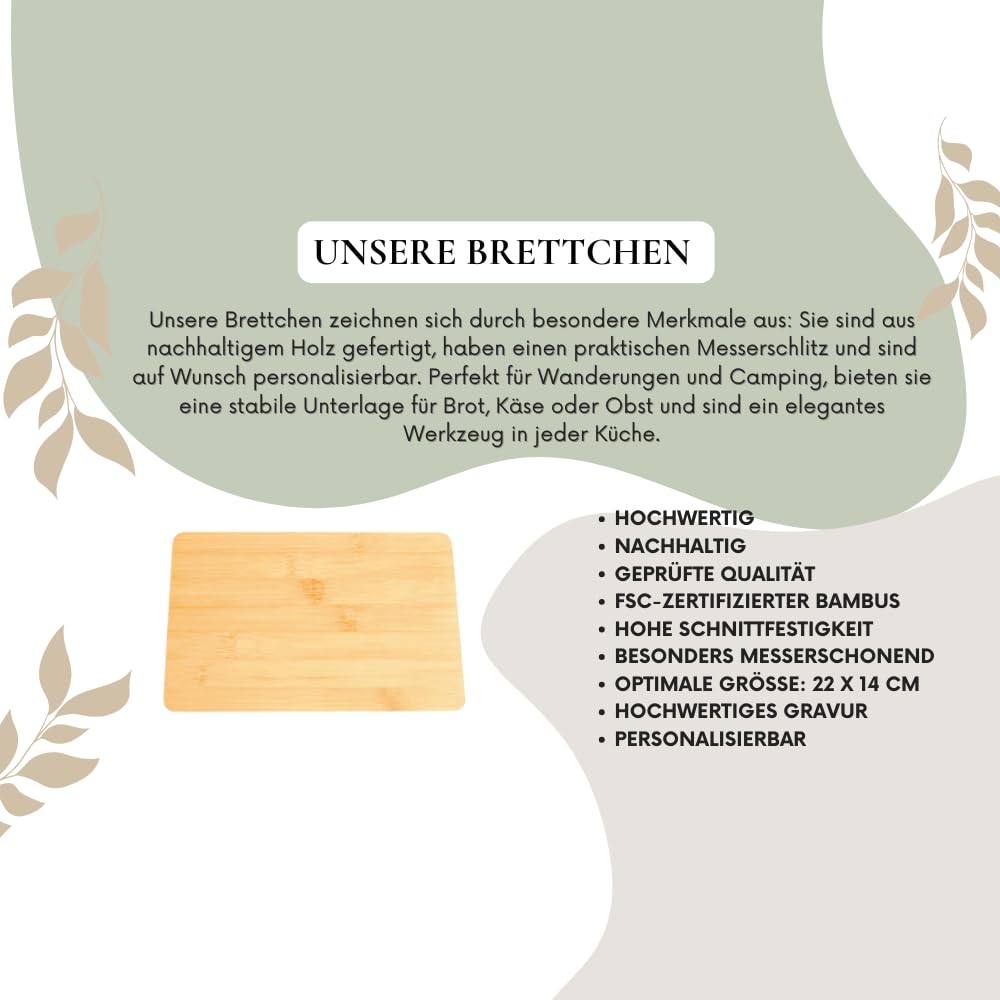 Personalisiertes Frühstücksset, 2er Set Schneidebrett mit Gravur, Geschenke für Oma und Opa, Brettch