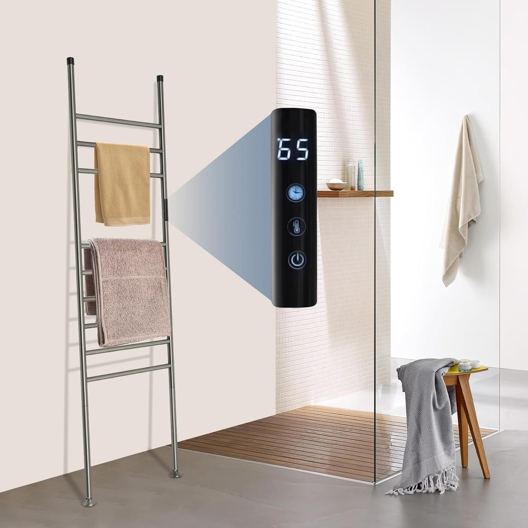 Handtuchheizkörper Elektrisch,Freistehende Handtuchleiter mit Timer 1-24H, 45-70°C, 180W Bodenstehen