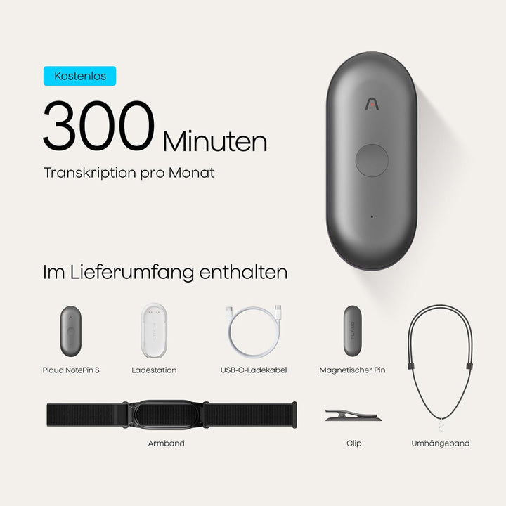 Plaud NotePin S Diktiergerät mit taktiler Aufnahmetaste KI Voice Recorder KI-Notizgerät KI-Schreibfu