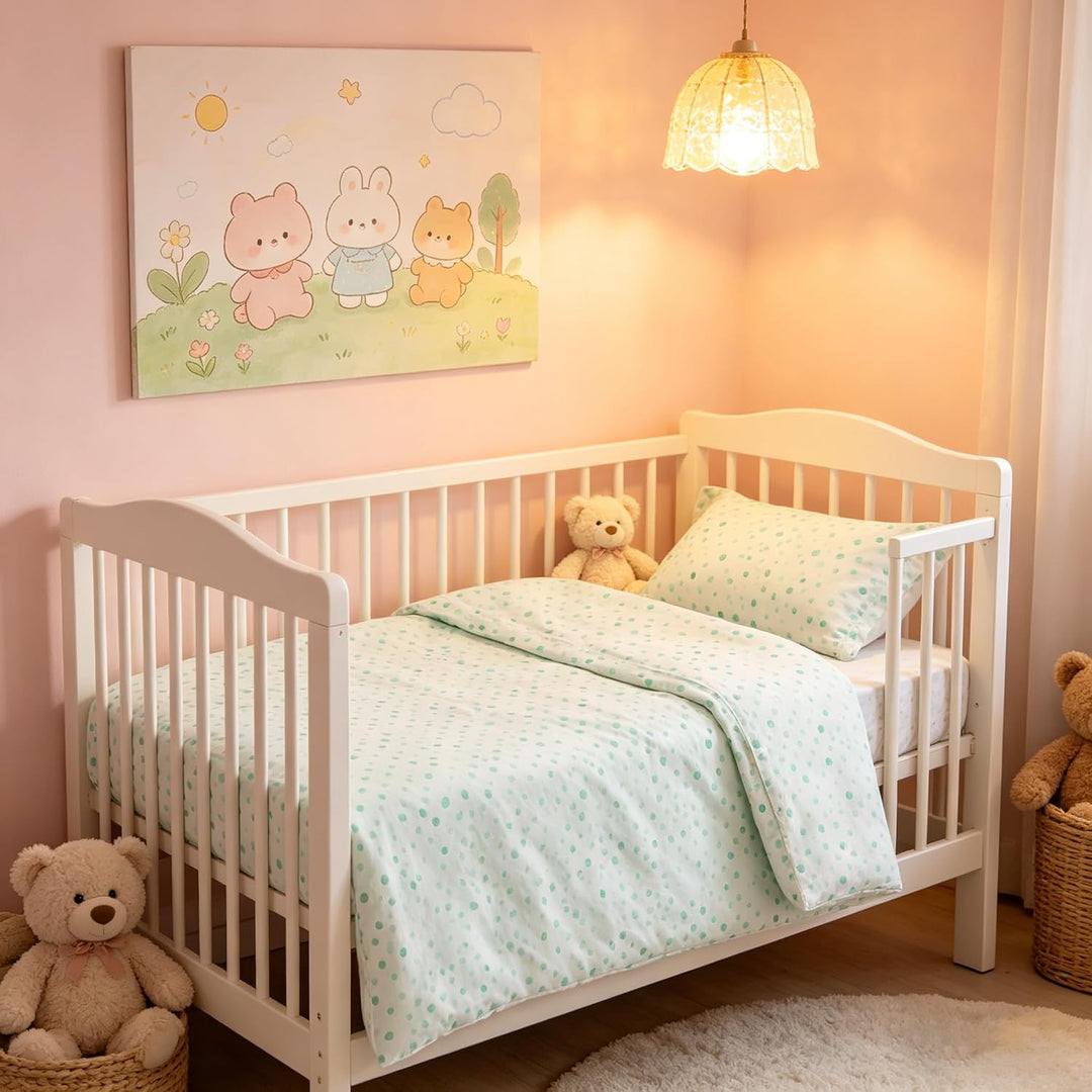 various Bettwäsche-Set für Babybett, 60 x 120 cm, 100 % Baumwolle, extra weich, inklusive Spannbettl