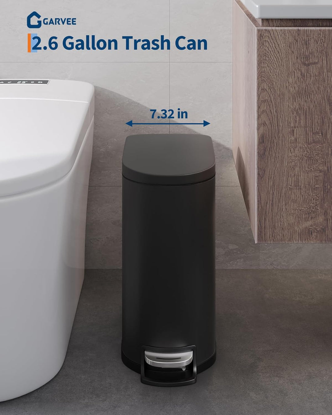 GarveeHome 50 Liter- und 10 Liter-Metallmülleimer-Set, rostfreier Küchen Mülleimer mit Deckel, pedal