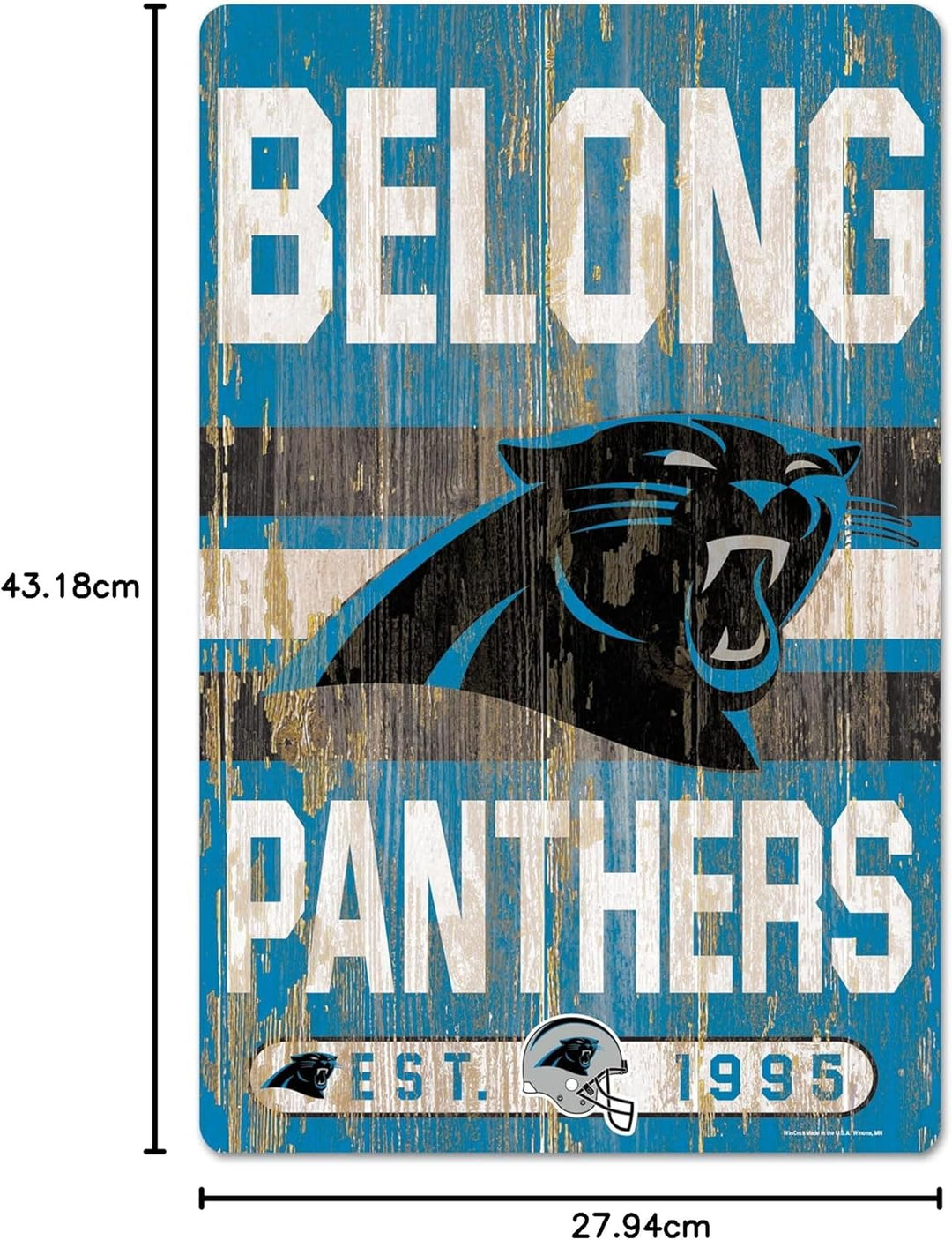 Wincraft NFL Carolina Panthers Slogan Wood Sign Holzschild