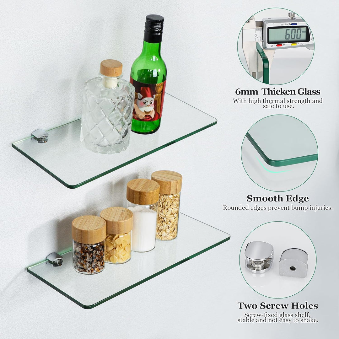 SAYAYO Glasregal Badezimmer, 2PC Badregal Duschablage Glasablage mit 6MM Dicke Wandregal Glas Badreg