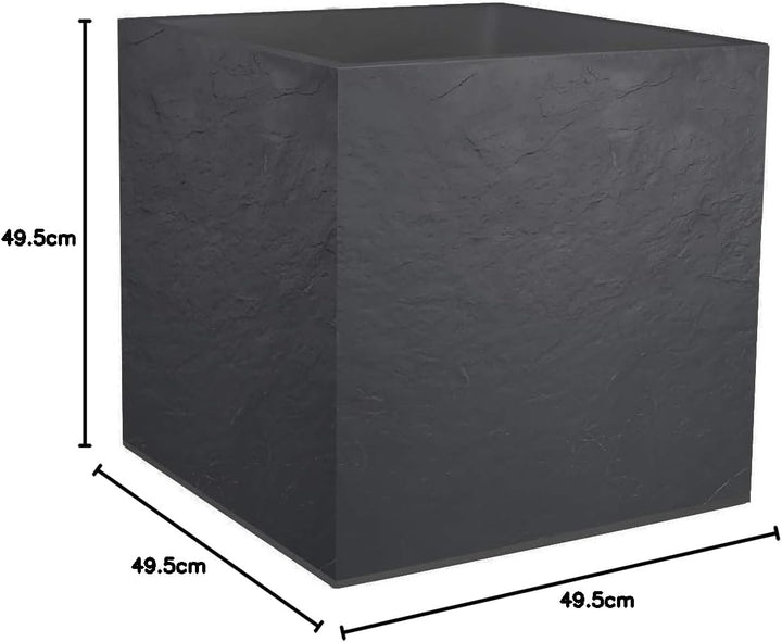 EDA - Quadratischer Topf 50 cm Volcania 57 l – Dekor Steinoptik – doppelwandig – Wasserspeicherzone