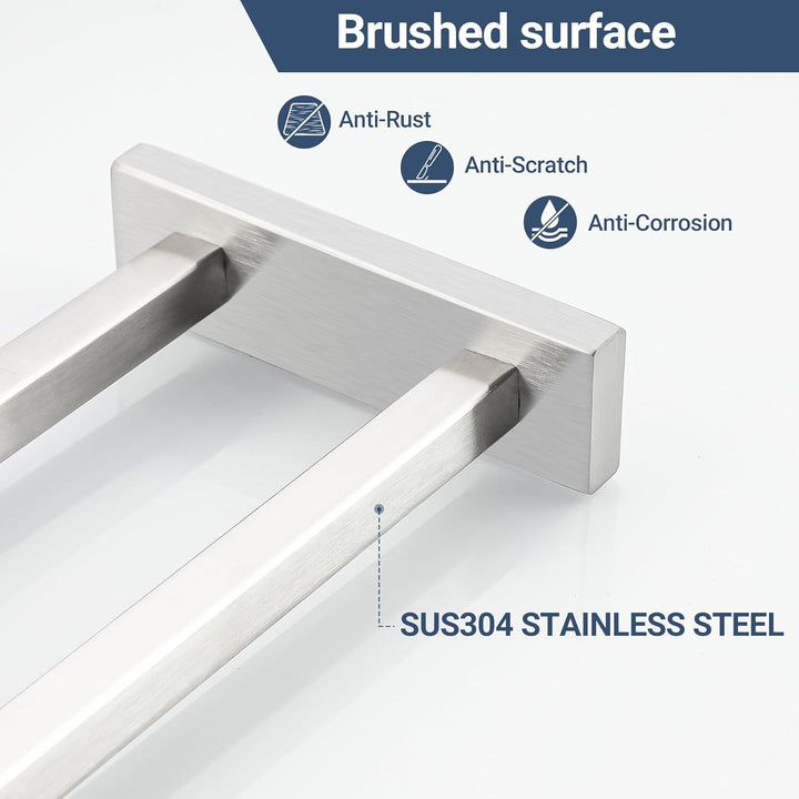 SAYAYO Handtuchhalter Bad Gebürstet Handtuchstange Zweiarmig Gästehandtuchhalter Wandmontage Edelsta