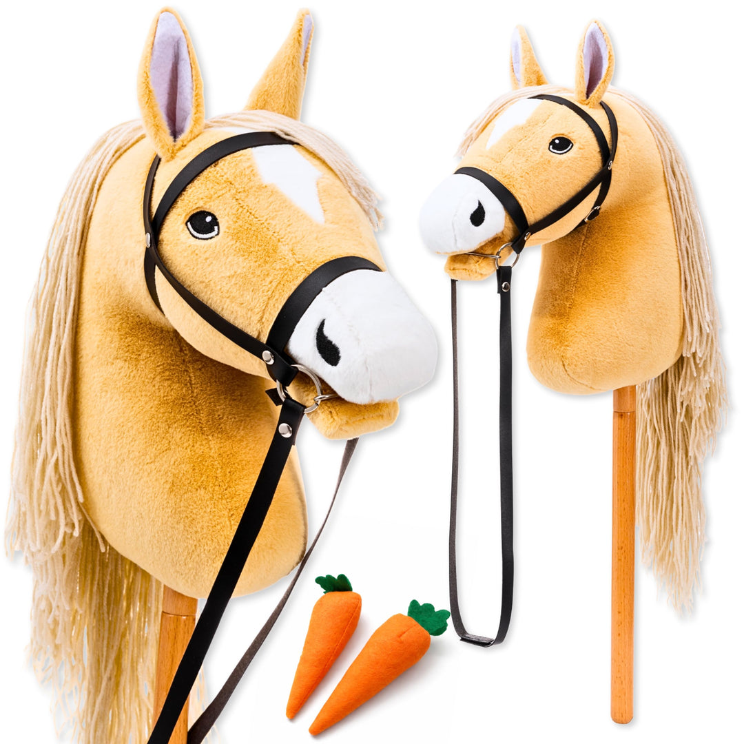 Hobby Horse Pferde – Grosses Steckenpferd für Kinder A3 mit Trense & 40 cm Schraubstab | Realistisch