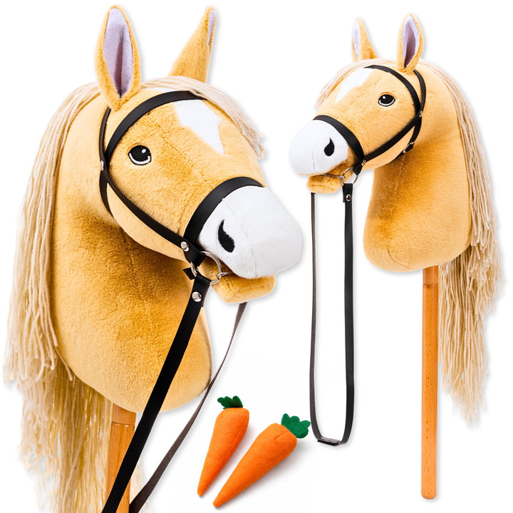 Hobby Horse Pferde – Grosses Steckenpferd für Kinder A3 mit Trense & 40 cm Schraubstab | Realistisch