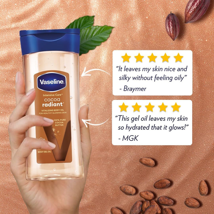 Vaseline Intensive Care Cocoa Radiant für strahlende Haut, Körpergelöl mit reiner Kakaobutter + rege