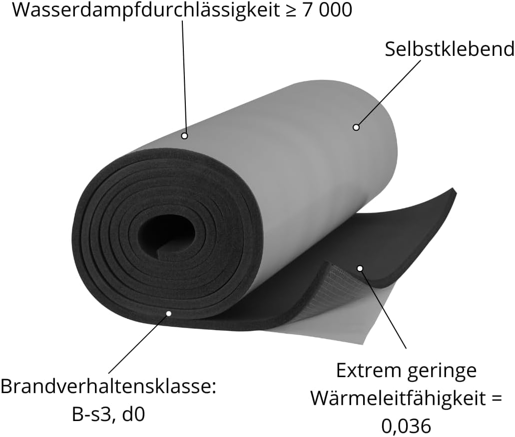 KRÖNFLEX selbstklebende Kautschuk-Dämmmatte 10mm - 5m x 1m Camperausbau | Flexible und robuste Kauts