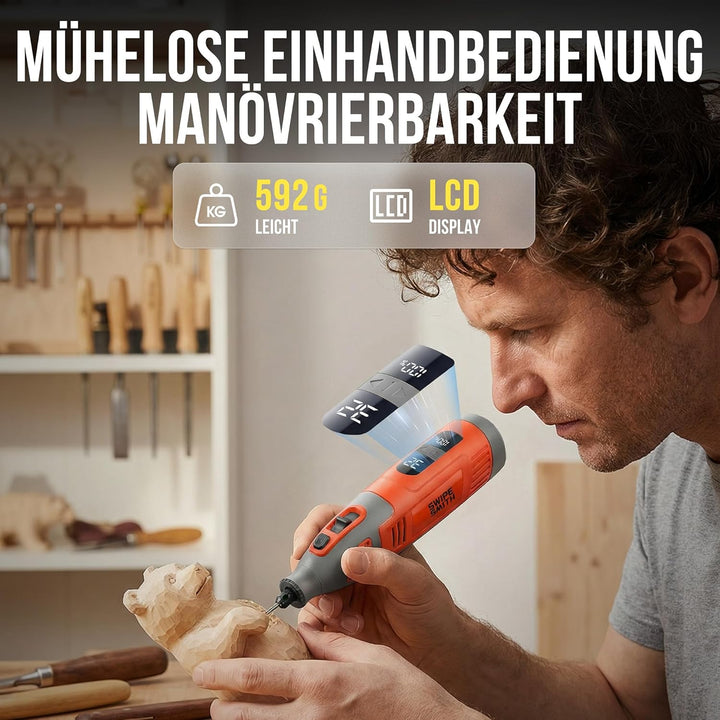 Multifunktionswerkzeug Akku 12V 2.5Ah, Rotationswerkzeug Set mit 40 Zubehörteilen, 8000-32000 U/min