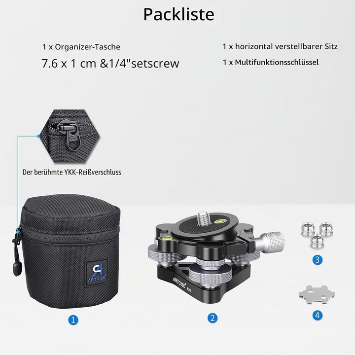 Dreibein-Nivellier-Basis ∅85 mm, Kamera-Nivelliermaschine, Aluminium, verstellbare Statikopfplatte -