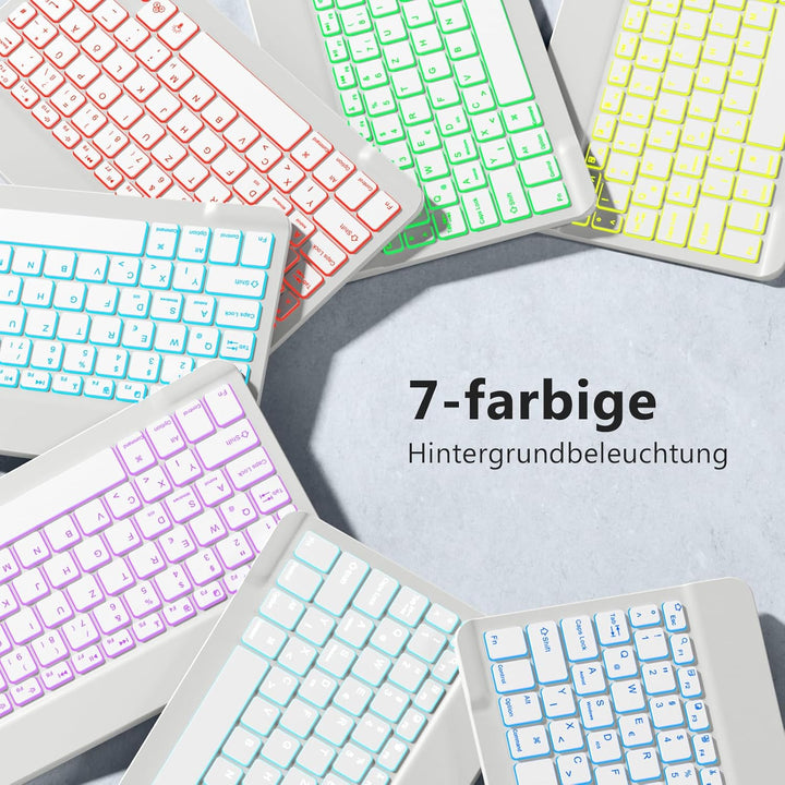 Vobafe Bluetooth Tastatur mit Telefonhalter für iPad Air/Pro/Mini/A16/11/10.9/10.2/iPhone, Kabellose