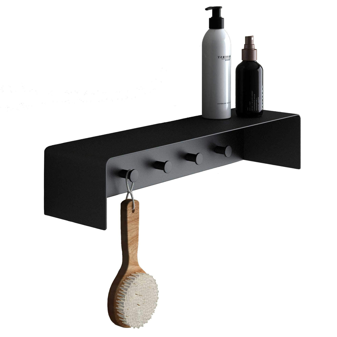 Mai & Mai Garderobe Handtuchhaken mit Ablage Schwarz matt 50x10x10 cm aus hochwertigem Edelstahl Sch