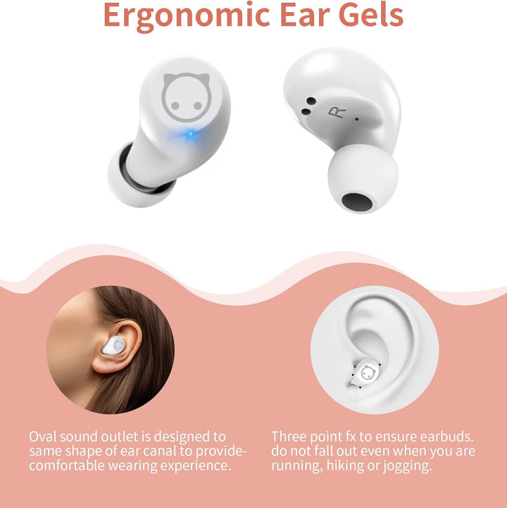 Togetface Pink Bluetooth Headphones In-Ear Wireless Headphones Earphones with Cute Cat Charging Case