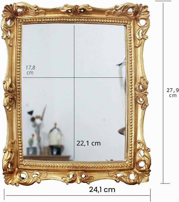Funerom Dekorativer Spiegel im Vintage-Stil, 27,9 x 24,1 cm, Wandmontage, Tisch-Make-up-Spiegel, qua