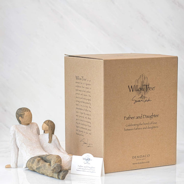 Enesco Willow Tree 26031 Figur Vater und Tochter, 17,8 x 15,2 x 12,1 cm, Natur Vater + Tochter, Vate