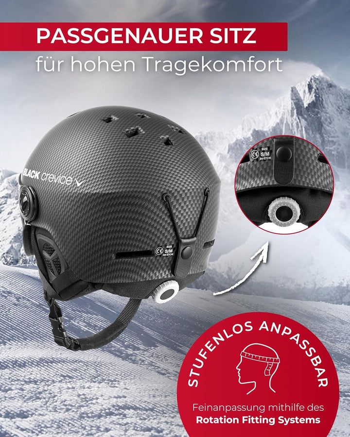Black Crevice Skihelm Gstaad I Skihelm mit Visier im Pilotenstyle I Skihelm Herren & Damen I Skihelm