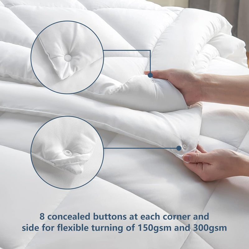 WAVVE Bettdecke 135x200 4 Jahreszeiten 2 teilig Dunkelblau - Ganzjahresdecke 135x200cm 300gsm+ Somme