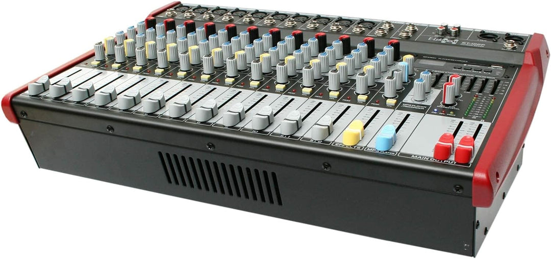 E-Lektron ST-122P Live Power-Mixer 12-Kanal + Stereo MP3/Bluetooth-Kanal Bluetooth Mischpult inkl. 2